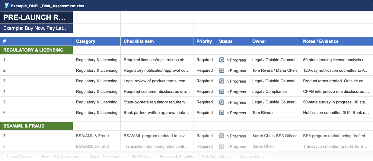 Pre-Launch Checklist — 60+ items across 9 categories with completion tracking